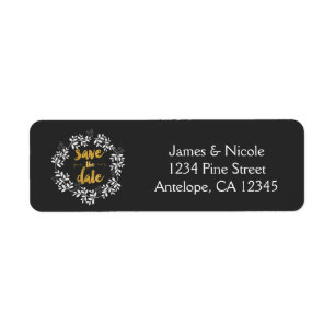 SAVE THE DATE Leaf Wreath Rustic Address Labels