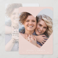 SAVE THE DATE lgbtq modern photo heart frame blush