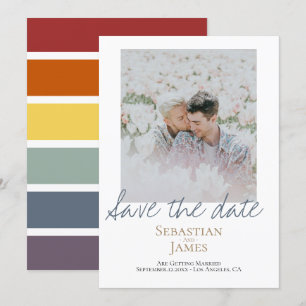 Save The Date LGBTQ Rainbow Personalised Photo