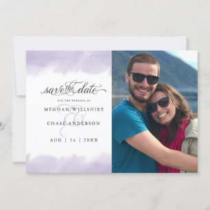 Save the Date Lilac Watercolor Stroke Invitation