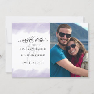 Save the Date | Lilac Watercolor Stroke Invitation