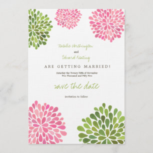 Save the Date Linen Pink & Green Flower Blooms