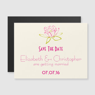 Save The Date Lotus Flower / Water Lily Magnetic Invitation