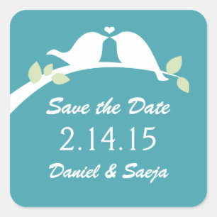 Save the Date Love Birds Square Sticker