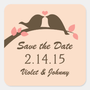 Save the Date Love Birds Square Sticker