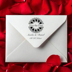 Save the Date Love Heart Wreath Rubber Stamp