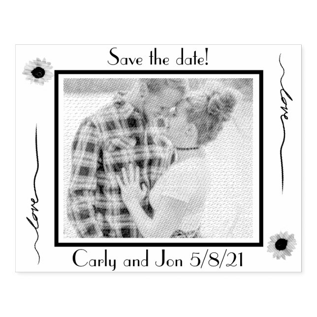 Save the date love sunflowers and your photo rubber stamp (Imprint)