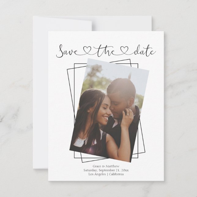 Save The Date Love Typography Photo Wedding Card (Front)