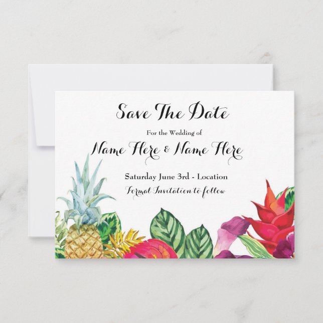 Save The Date Luau Rustic Aloha Tropical Lights (Front)