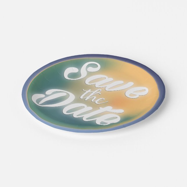 Save the Date Magical Moon Paper Plate (Angled)