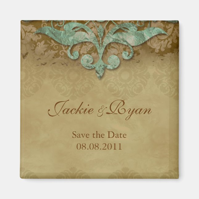 Save the Date Magnet Antique Verdigris (Front)