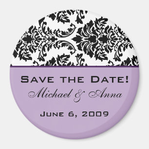 Save The Date Magnet Baroque Black & Purple