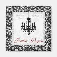 Save the Date Magnet Chandelier Black White