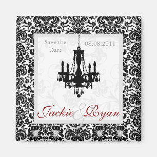 Save the Date Magnet Chandelier Black White