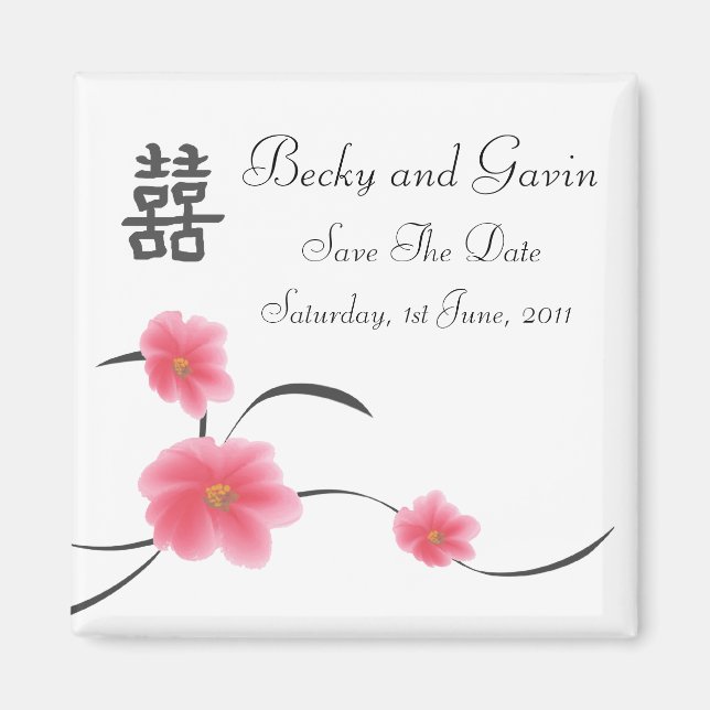 Save The Date Magnet Cherry Blossom Double Happine (Front)