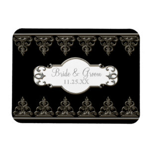 Save the Date Magnet Classic Baroque Swirl Silver