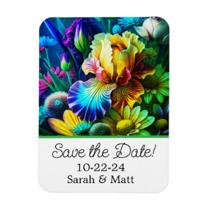 Save the date magnet colourful floral