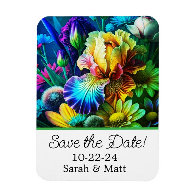 Save the date magnet colourful floral (Vertical)