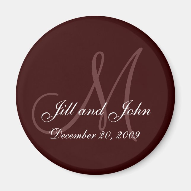 Save the Date Magnet First Names and Initials Brow (Front)