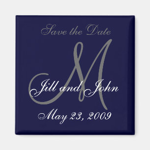 Save the Date Magnet First Names, Initials Navy
