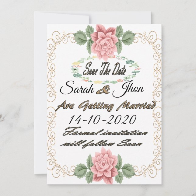 Save the date magnet, Personalised Save The Date (Front)