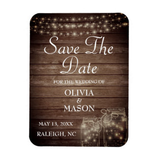 Save the Date Magnet Rustic Mason Jar Lights