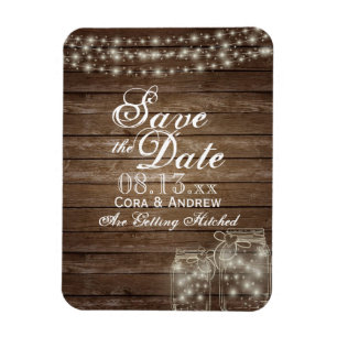 Save the Date Magnet - Rustic Mason Jar Lights