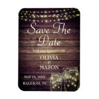 Save the Date Magnet Rustic Mason Jar Lights