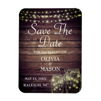 Save the Date Magnet Rustic Mason Jar Lights
