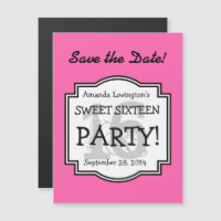 Save the Date Magnet Sweet 16 Birthday A02B PINK