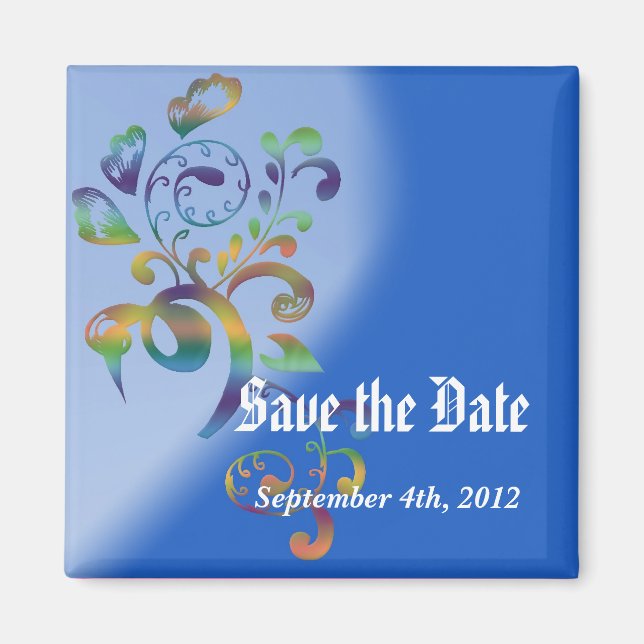 Save the date magnet. Tropical colour style floral Magnet (Front)
