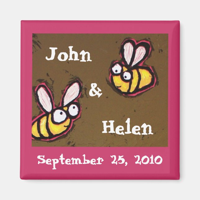 Save the date magnet with bees (Front)