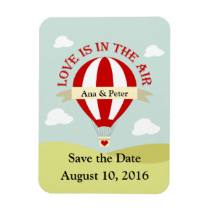 Save the date magnet with hot air balloon