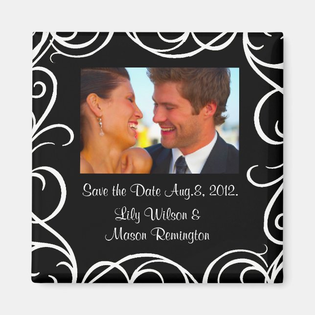 Save the Date Magnet with Swirls (Front)