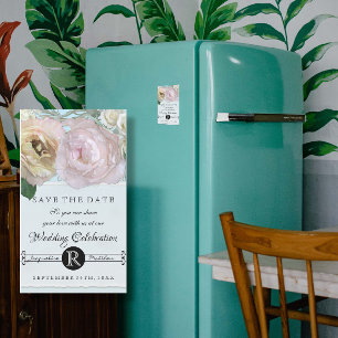 Save the Date Magnets Blue Ombre Painted Flowers