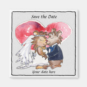 Save the Date Magnets Cute Wedding Cartoon