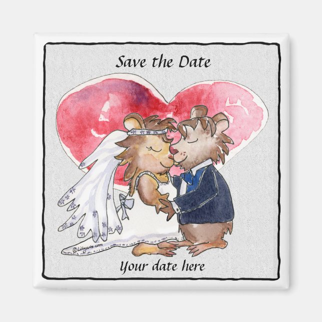 Save the Date Magnets Cute Wedding Cartoon (Front)
