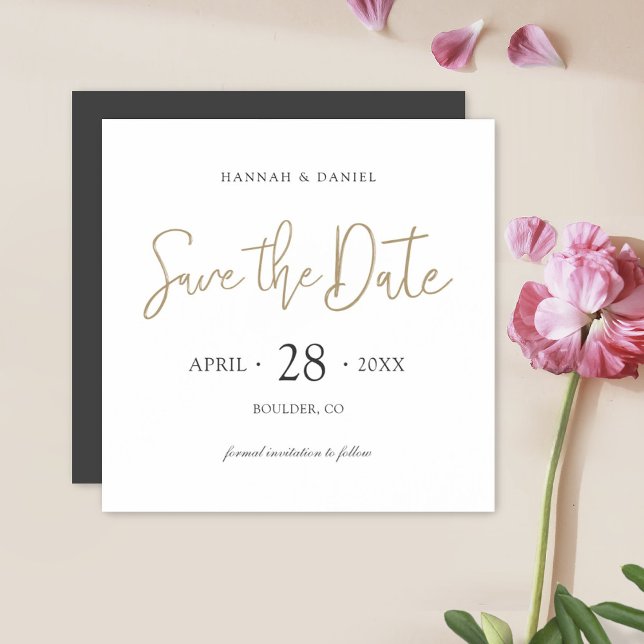 Save the Date Magnets No Photo Custom Gold Script (Creator Uploaded)