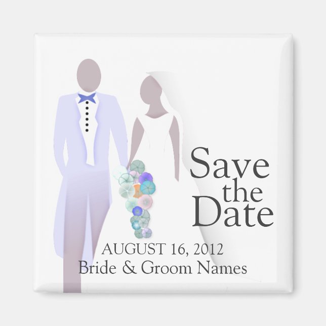 Save the Date Magnets Wedding Couple Clipart (Front)