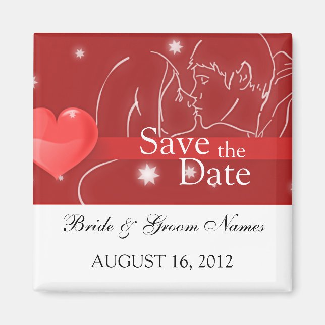 Save the Date Magnets Wedding Couple Kissing (Front)