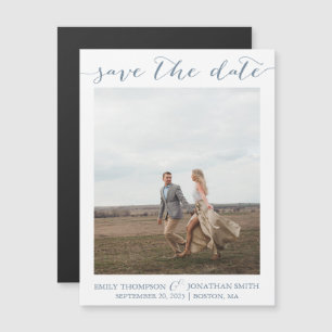 Save The Date Magnets with One Photo Dusty Blue