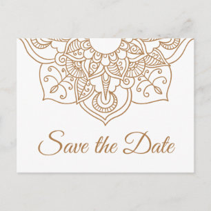 Save the Date Mandal Wedding Engagement Brown Boho Postcard