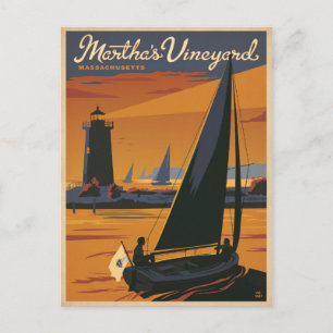 Save the Date   Martha's Vineyard, MA - Sailboat Announcement Postcard