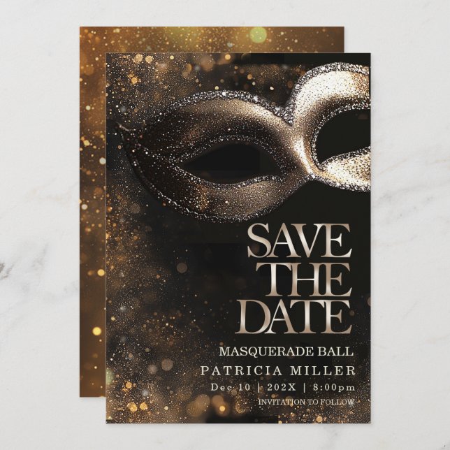 Save the Date Masquerade Party Invitation (Front/Back)