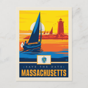 Save the Date   Massachusetts Invitation Postcard
