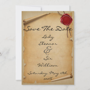 Save The Date Medieval Parchment Scroll Red Seal