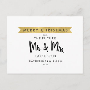 Save The Date Merry Christmas Future Mr and Mrs Announcement Postcard