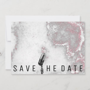 Save The Date Microphone Glitter Pink Grey Marble