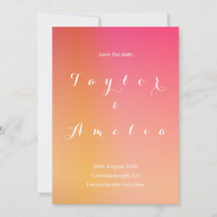 Save the Date Minimal Gradient Orange Magenta Card