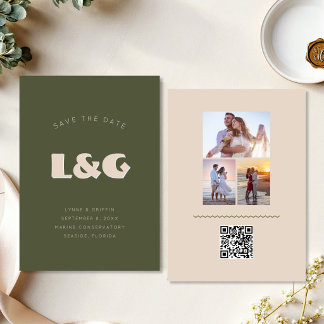 Save the Date Minimalist Big Initials QR code
